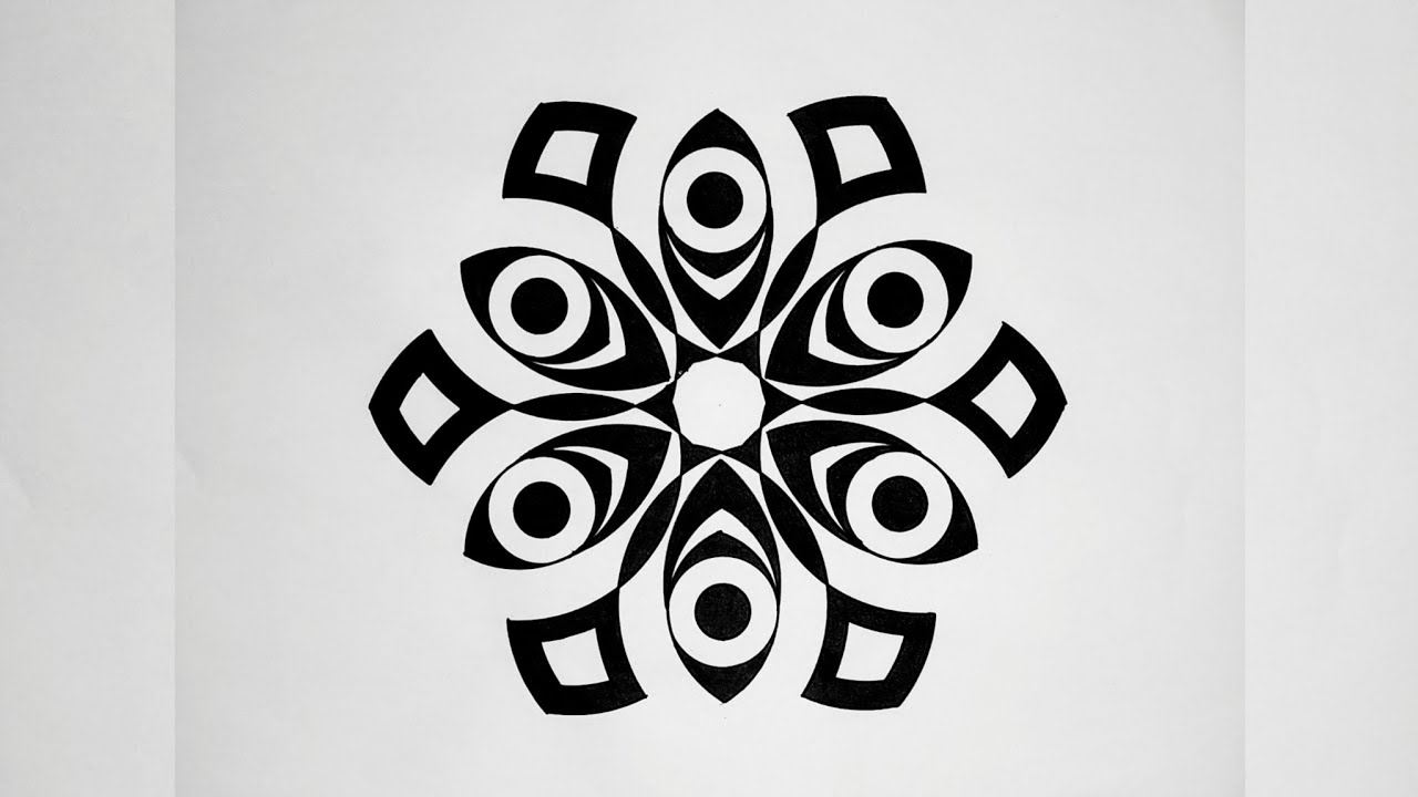 How To Draw Geometric Art Pattern With Ruler And Compass - YouTube