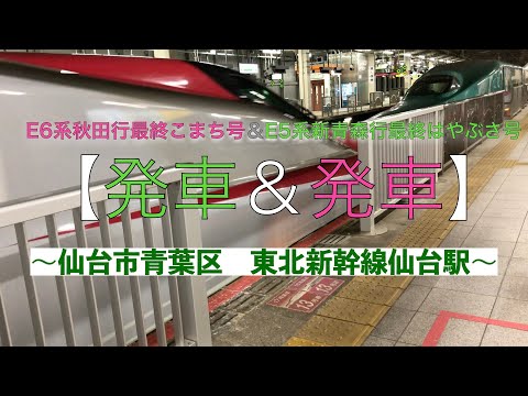 最終電車の発車　東北新幹線はやぶさ新青森行き＆秋田新幹線こまち秋田行き　仙台駅にて