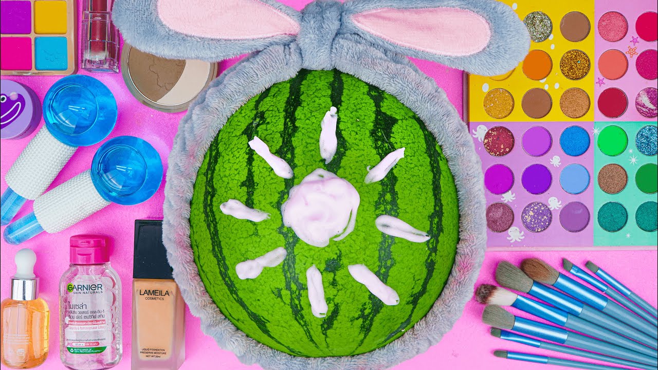 🍉 ASMR Makeup on Watermelon | No Talking, Pure Brushing & Tapping Sounds