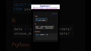 Remove Duplicates FAST: SQL vs R vs Python🔥Data Cleaning Battle #shorts #youtubeshorts #viral #sql