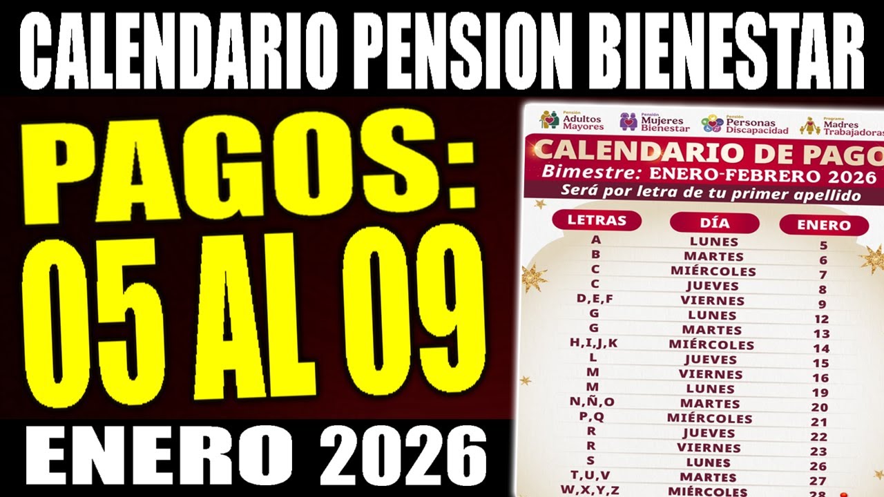 💵 CALENDARIO de PAGOS del 5 al 9 de ENERO de la PENSION BIENESTAR ...