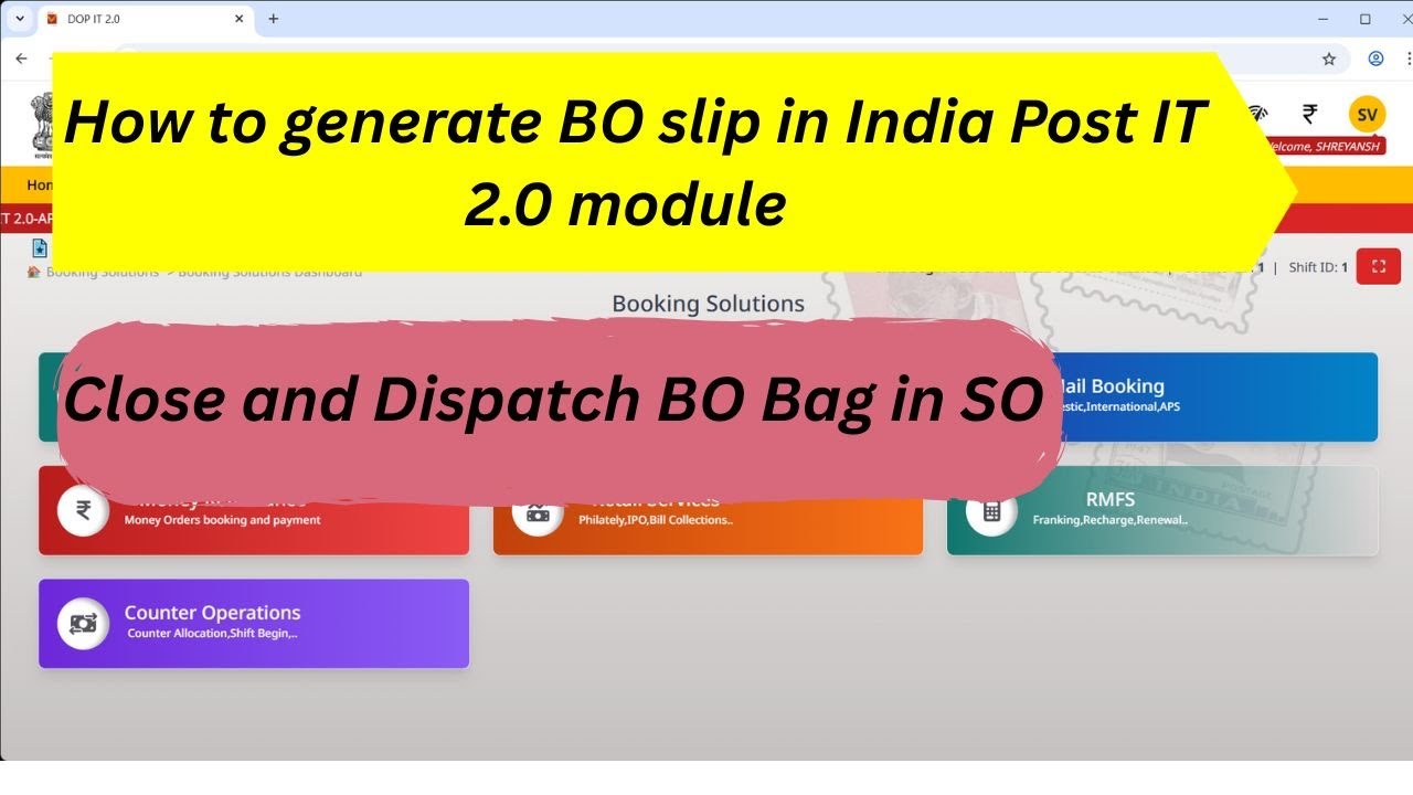 How to generate BO slip in India Post IT 2.0 Module || Close and ...
