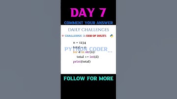 Sum of digits|Daily challenges #viral #education #viralvideo #javascript #java #pythonprogramming