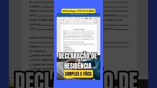 Declaração De Residência Simples E Fácil