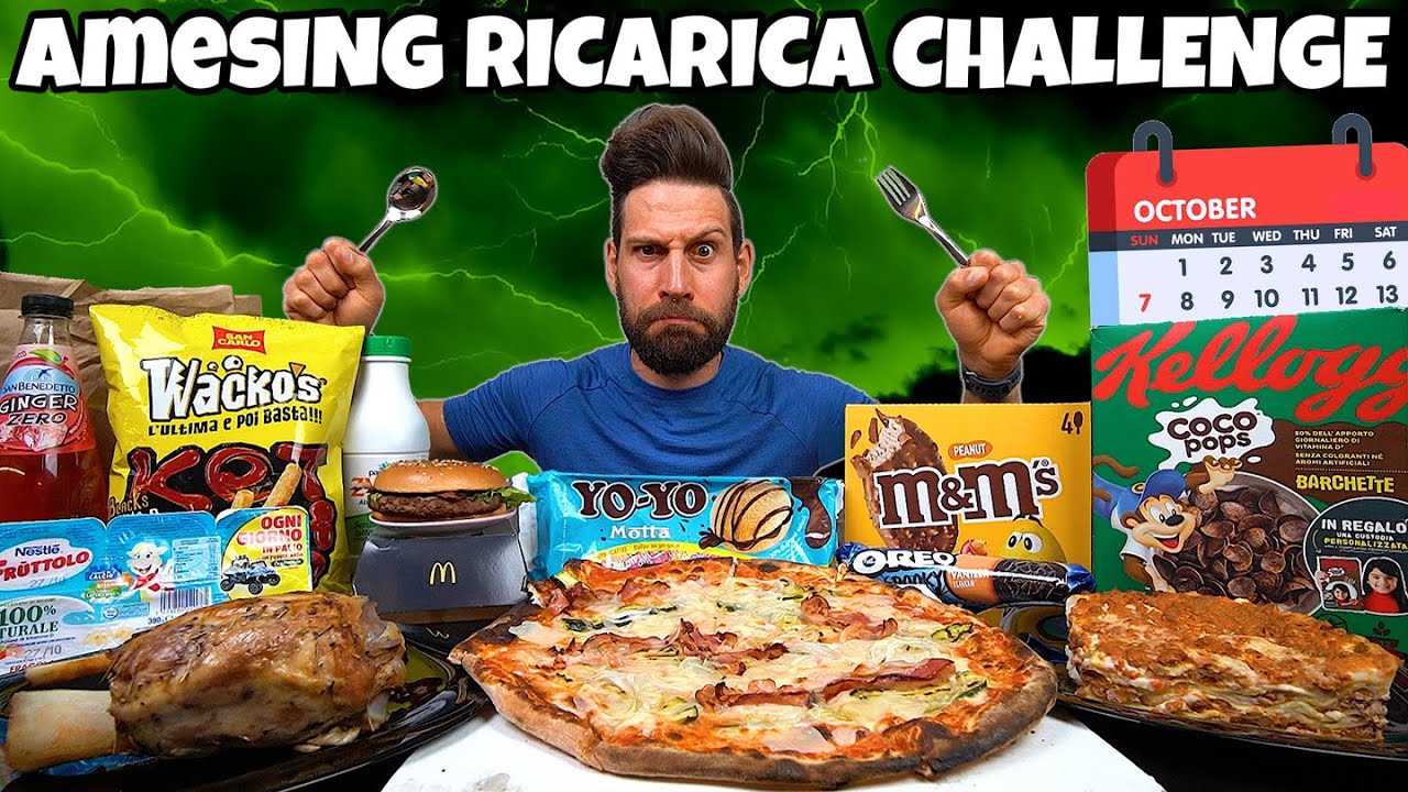 aMESIng RICARICA CHALLENGE di OTTOBRE (9000 Calorie) MAN VS FOOD