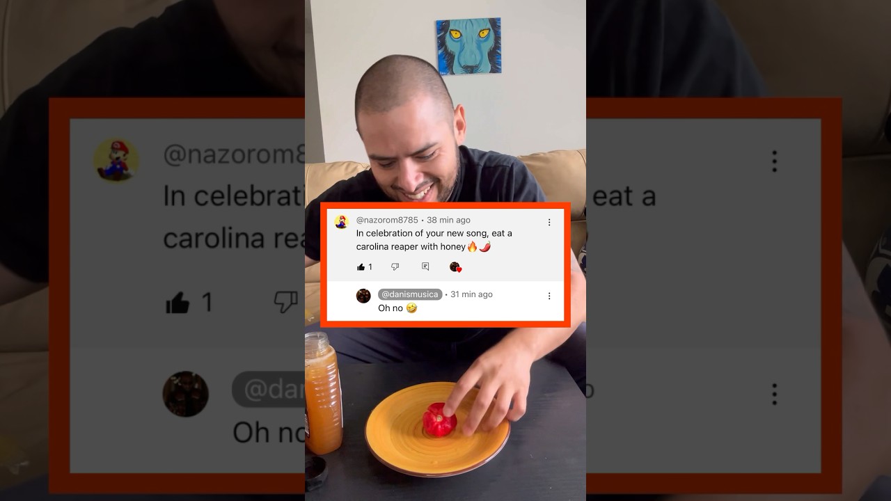 Honey on Carolina Reaper pepper?!? 🌶️ 🍯🥵 DON’T DO IT‼️ #honey #miel #carolinareaper #hotpepper