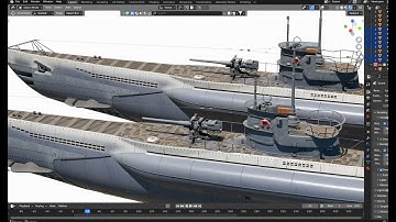 German WW 2 Submarine 3D modeling process.( Type VII) Blender timelapse.