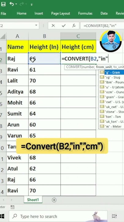 How To Calculate Height In Centimetres excel tricks trendingshorts how-to-calculate-height-in-centimetres-excel-tricks-trendingshorts