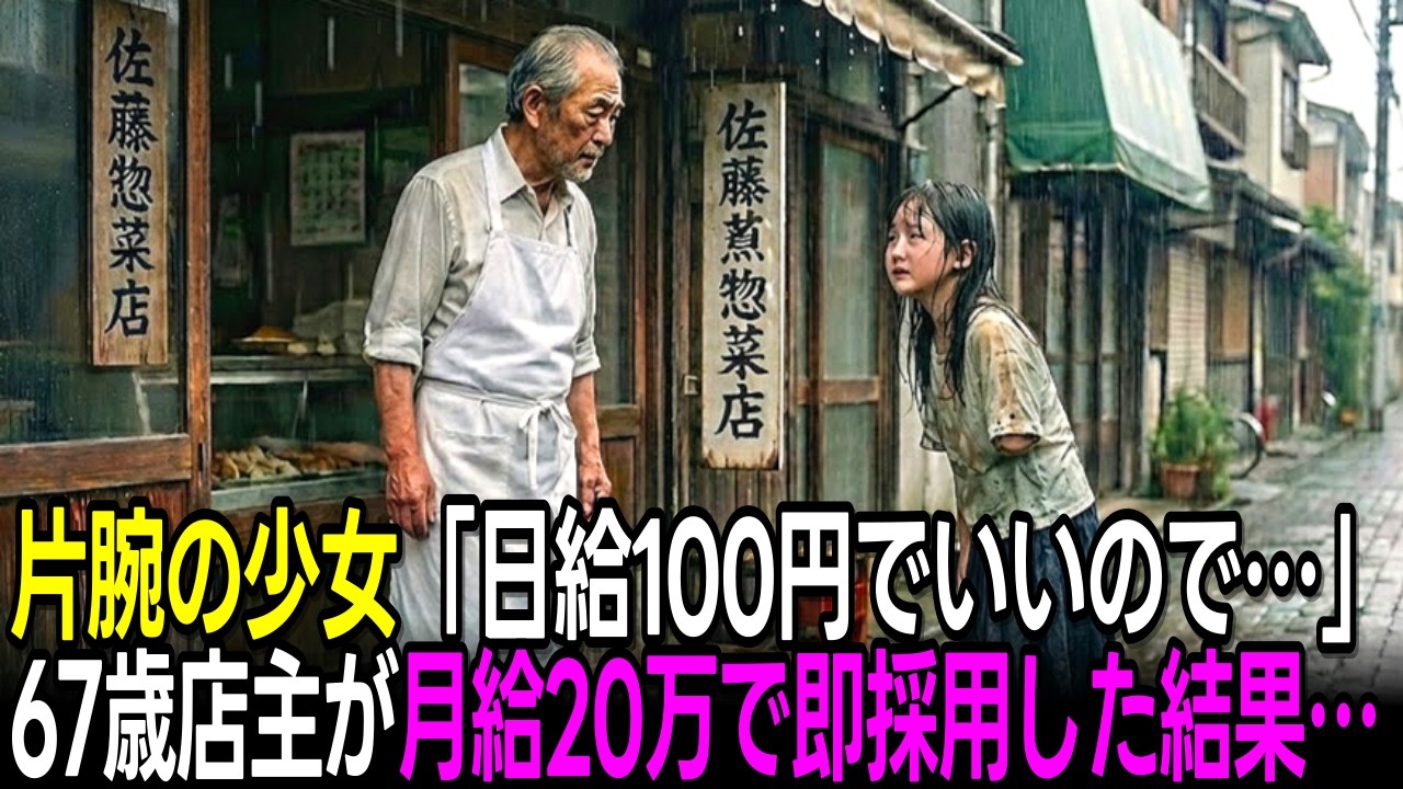 廃業寸前の老舗惣菜屋に片腕の14歳少女「日給100円でいい」67歳店主「正社員として月給20万で雇う」→1ヶ月後、涙の奇跡が…【感動する話】