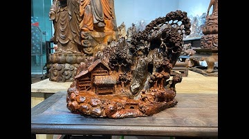 Tối 5/11 tiểu cảnh để bàn// Tượng gỗ trắc Thu Hiền