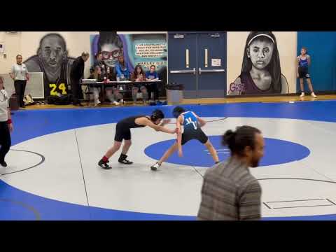 Wrestling Mason Vasquez, 6th grade, John Sedgwick Middle School, 2023, 1st match