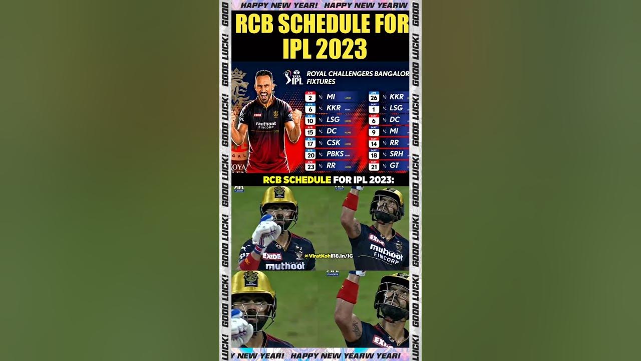 RCB SCHEDULE FOR IPL 2023 shorts youtubeshorts shortsvideo rcb csk