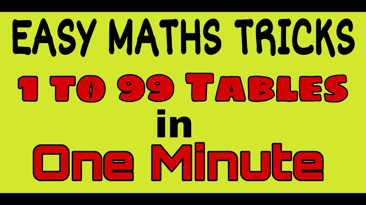 Easy Maths Trick | Learn Table From 1 to 99 in One Minute | Tutorialastic