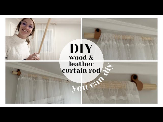 How to Make a DIY Wood & Leather Curtain Rod - Easy & Cheap! 