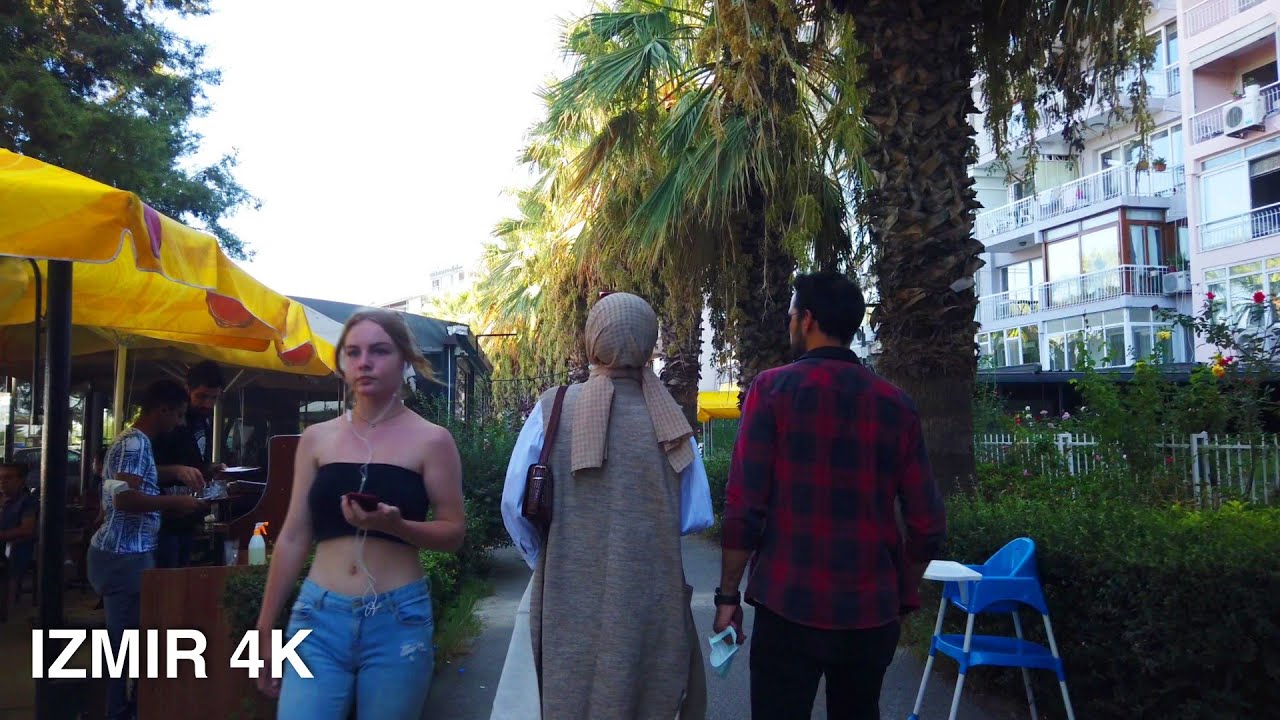 [4K] Izmir Konak Walking Tour | From Güzelyalı to Mithatpaşa |Palm Tree Pathway | 🇹🇷 Turkey 2021