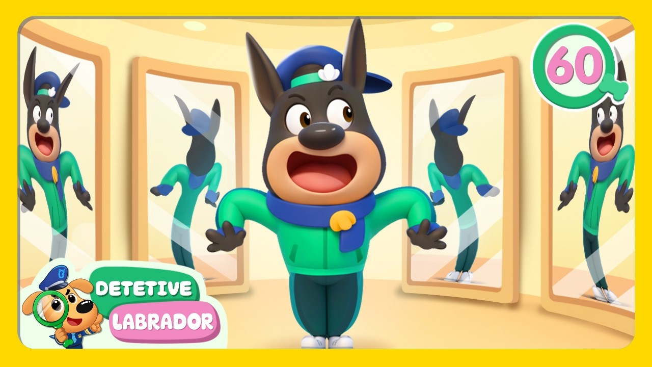 Espelhos Engraçados 🪞 Aventura na Cidade das Águas do Detetive Labrador 🔍  Desenhos Infantis