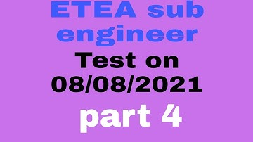 part 4|Sub engineer ETEA test on 08/08/2021|past paper of Sub engineer