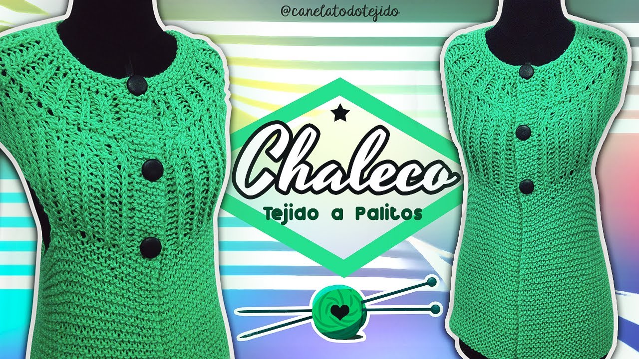 CHALECO ELEGANTE TEJIDO A PALITOS   EN PUNTO INGLES Y MUSGO| Canela♥