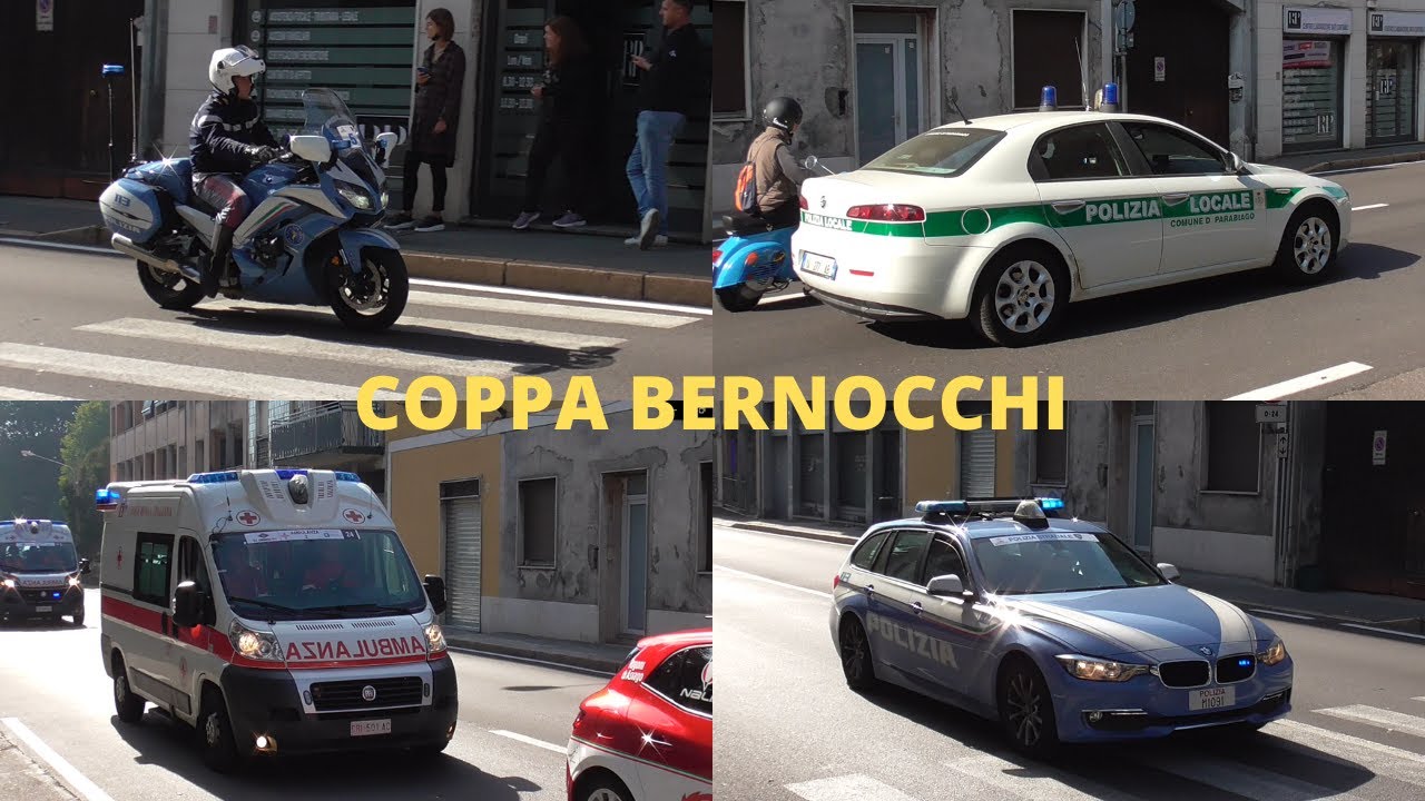 [GARA CICLISTICA] SCORTA POLIZIA STRADALE IN SIRENA+AMBULANZE CRI E BIANCA LEGNANO IN LAMPEGGIANTI