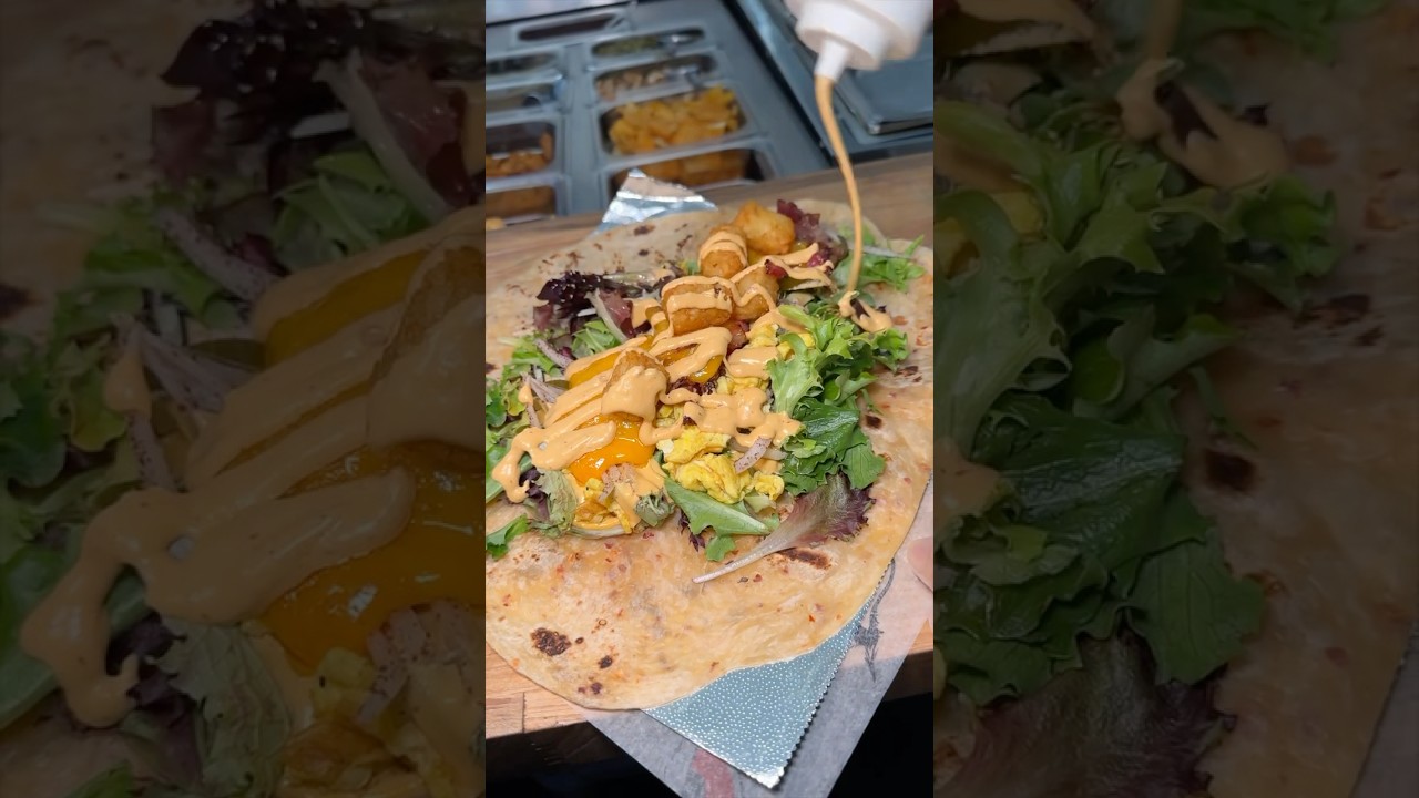 Breakfast of CHAMPIONS! “The PACK” Wrap from Wolfnights: the gourmet wrap in NYC! 🔥🔥 #DEVOURPOWER