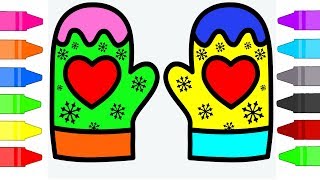 Mittens With Hearts Coloring Pages for Kids | Coloring Book for Children
