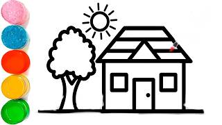 How To Draw A Rainbow House Drawing Beautiful House Drawing For Kids Cute House Drawing Easy