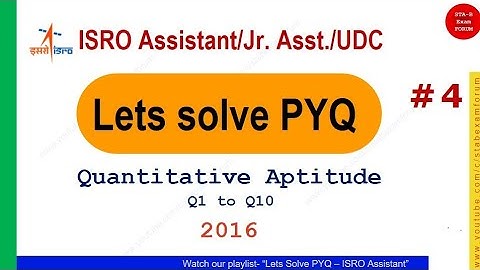 ISRO Assistant UDC JPA | Solved Previous Year Question Paper 2016 | Quantitative Aptitude Part 1
