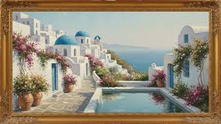 Santorini Dream Village 🏖️ | Blue Domes, Cats & Oia Views | Vintage Frame TV Art with Relaxing Music screenshot 3