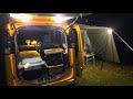 💛 Camping Alone in Strong Wind | Quiet Night with a Tarp on a Minicar