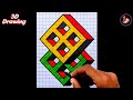  easy 3d drawing on graph paper  3d illusion drawing  ashar 2m
