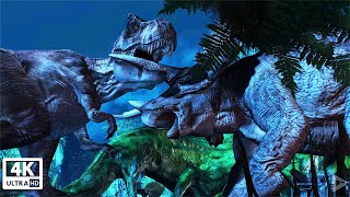 T-Rex vs Triceratops Fight Scene (Jurassic Park: The Game) 4K 60FPS Ultra HD
