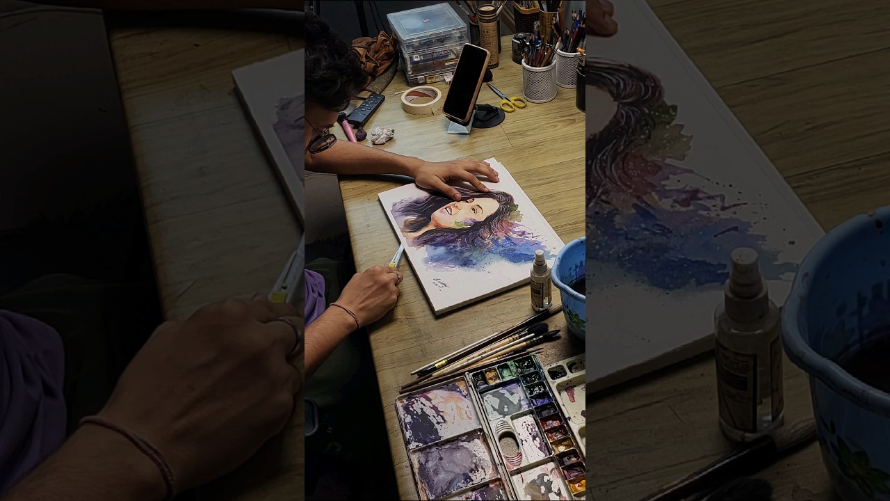 Watercolor Commission Portrait from  Madaya pardesh 📍 #shorts #portrait