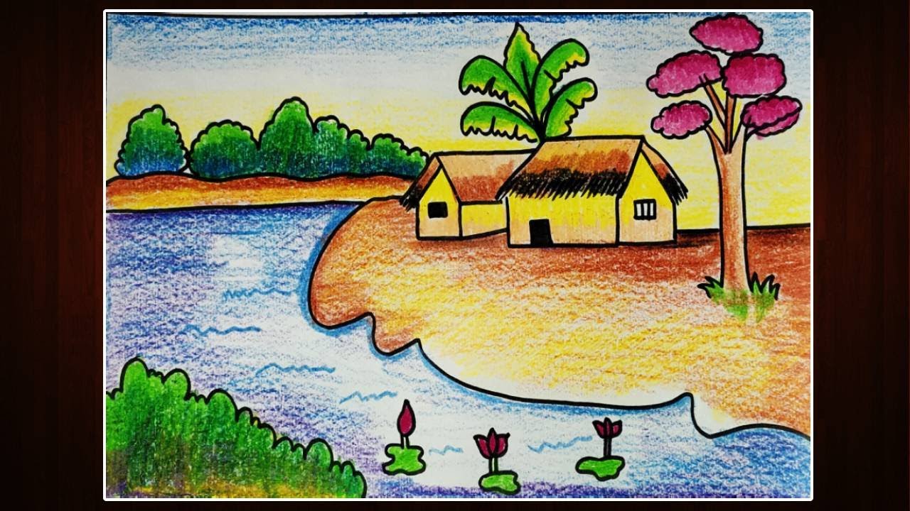 Easy House Scenery | How To Draw Beautiful Scenery | Scenery Drawing ...