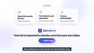 ZipAudience Email Campaigns - From list to launched in minutes, sent from your own inbox.