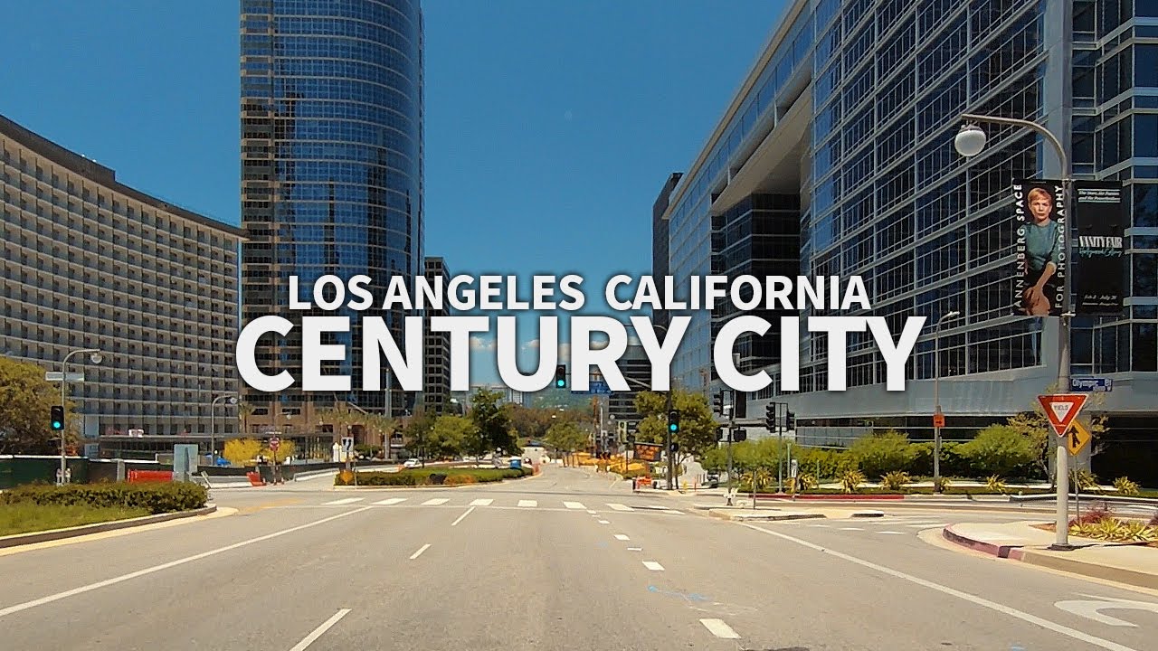 Driving West Los Angeles Century City (Empty City Street Scene),  California, USA - 2.7K QHD 