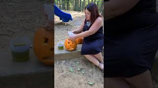 Erupting pumpkin with Teacher Liz