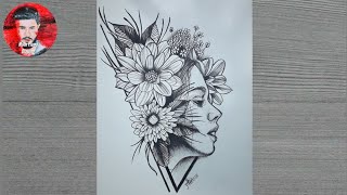 How to draw girl | Pencil sketch | Beautiful Flower Girl