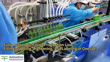Fully Automatic Production Line Demonstration – Filling, Capping, Tightening, and Labeling in Action