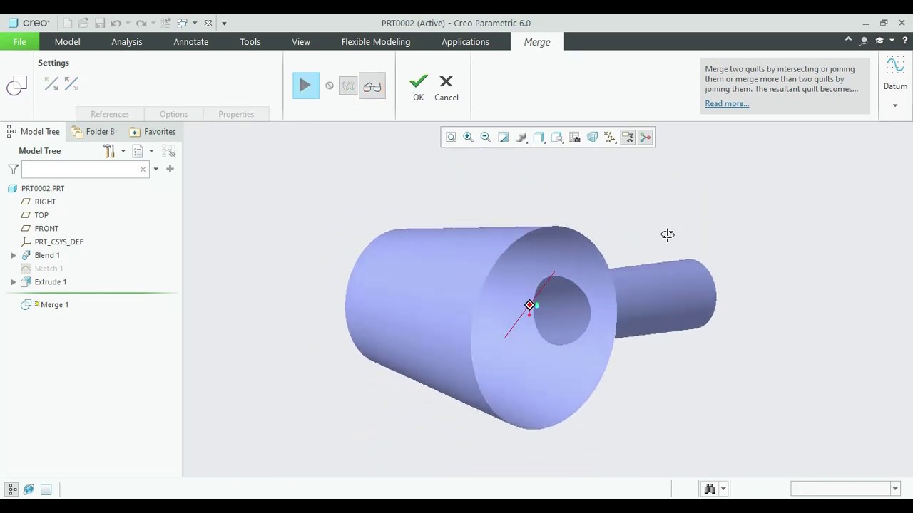 MERGE TOOL IN CREO 6.0 - YouTube