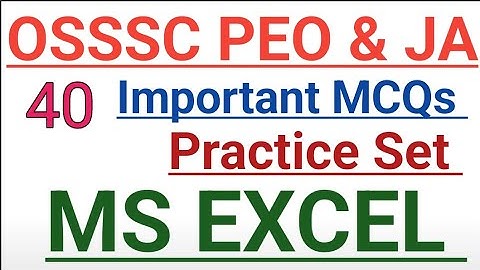 MS EXCEL || Important Questions || Practice Set || OSSSC PEO & JA || Computer Class ||