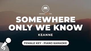 Somewhere Only We Know  Keanne (Female Key  Piano Karaoke)