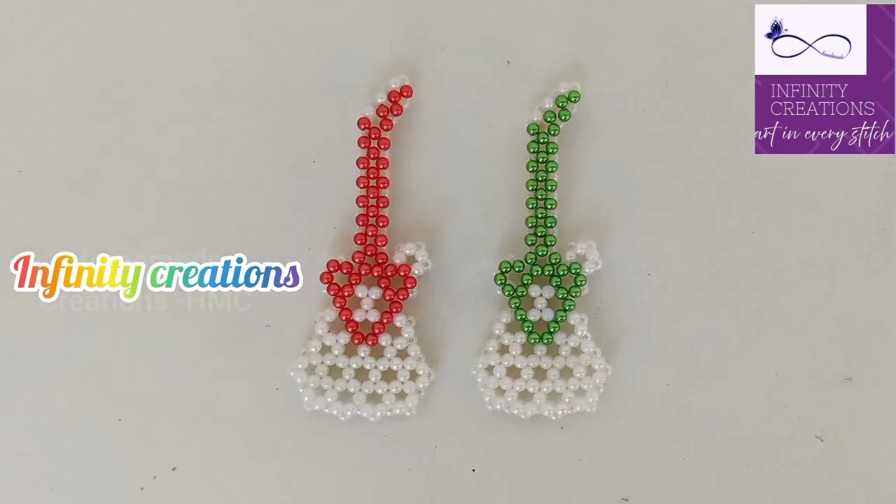 BEADED GUITAR 🎸 KEYCHAIN TUTORIAL💜/unique masterpiece #art#infinitycreations#beaded#diy#craft#guitar