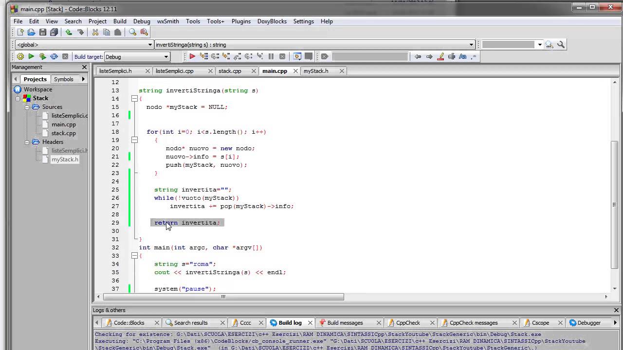 Corso C++ ITA 44 RAM dinamica - LIFO - Stack - quarta parte - YouTube