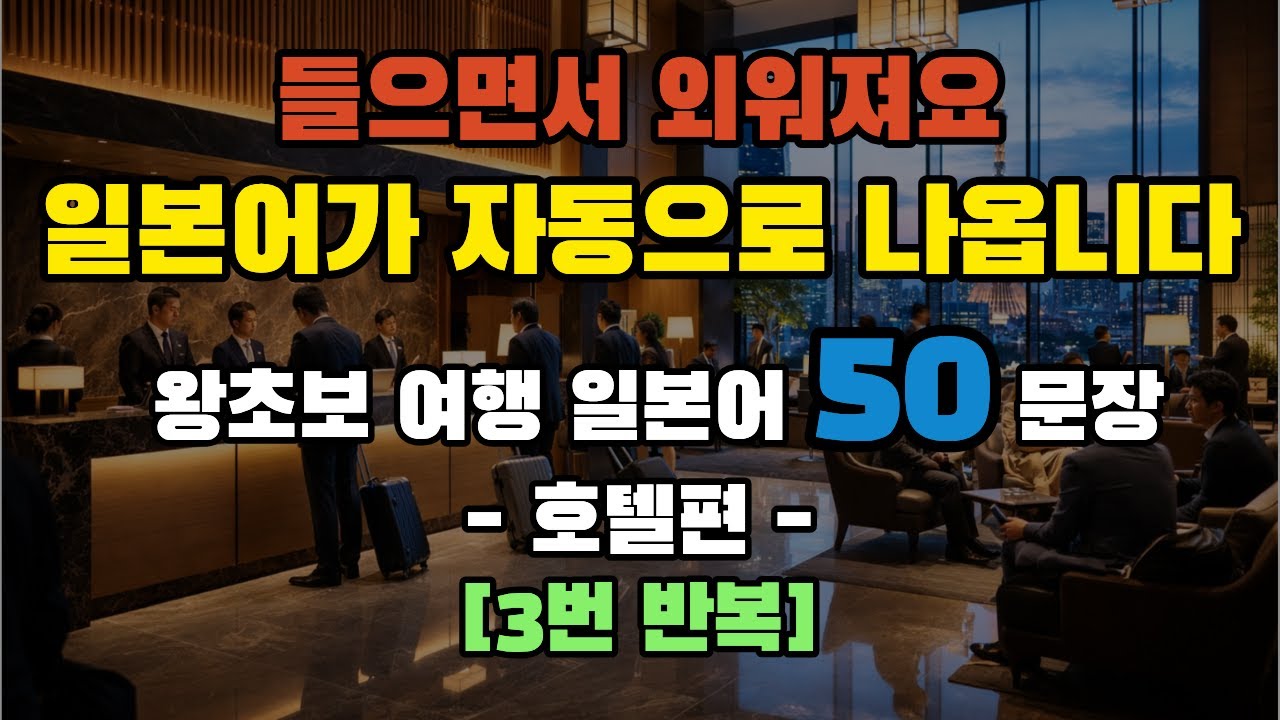 [왕초보 여행 일본어 호텔편] 들으면 그냥 외워집니다 여행 가서 바로 써먹는 호텔 일본어 50문장 일본어 술술 나옵니다 | 일본어반복 일본어회화 한글발음