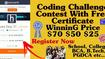 Free Coding Challenge 2021 | Free Certificate | HackerEarth Coding Contest | For Beginners/Freshers