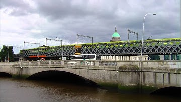 Dart Train crossing Butt Bridge, Dublin