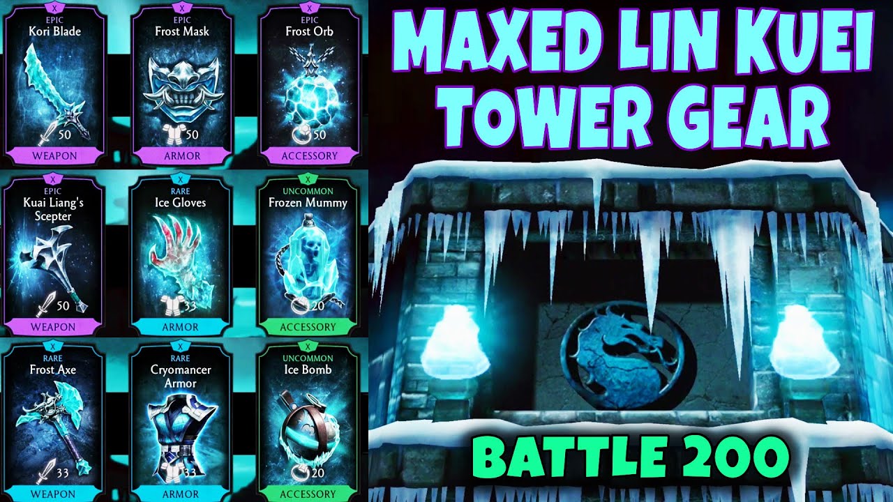 Mk Mobile Fully Maxed Lin Kuei Tower Gear Gameplay Battles 197 200 With Maxed Lin Kuei Equipment Youtube