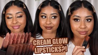 OKAY NEW HUDA BEAUTY CREAM GLOW LIPSTICKS!! + LIP CONTOUR 2.0 SWATCHES