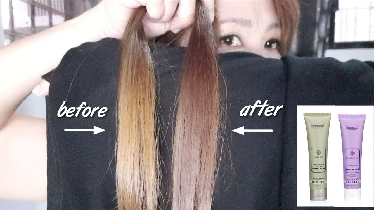 Goodbye Brassy Hair!! BREMOD Complementary Color Hair Conditioner - YouTube