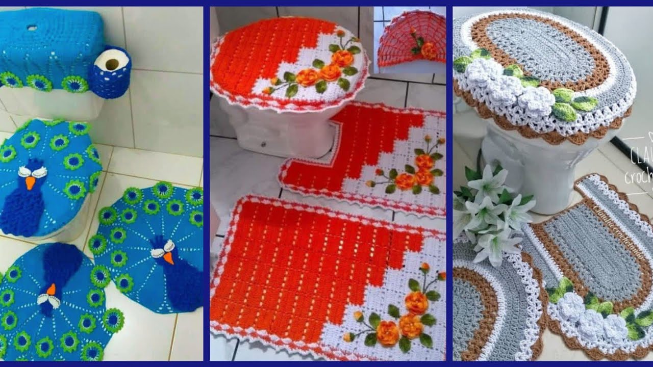 New Design of Crochet Bathroom Sets crochet toilet seat cover,Crochet